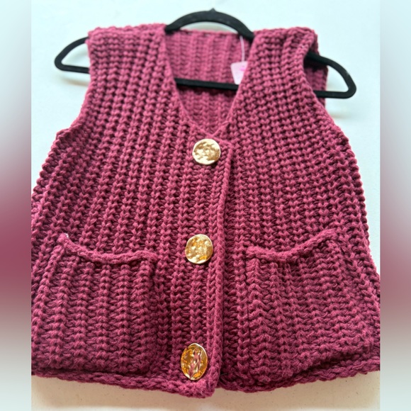Boutique Jackets & Blazers - NWT Elegant Knit Vest with Gold Buttons Accents. One Size. Fits S through L.